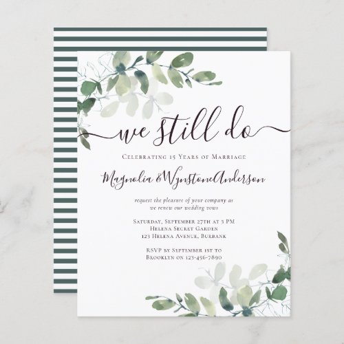 Budget Eucalyptus Vow Renewal Invitation