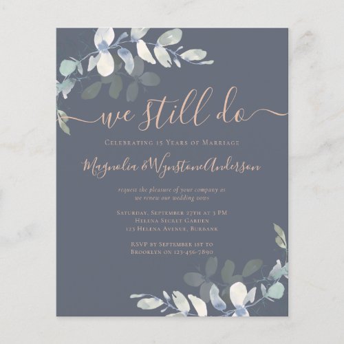 Budget Eucalyptus Vow Renewal Invitation