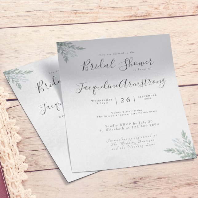 Budget Eucalyptus Watercolor Bridal Shower Flyer (Creator Uploaded)