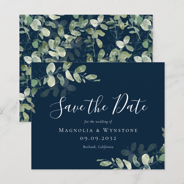 BUDGET Eucalyptus Watercolor Wedding Save The Date (Front/Back)