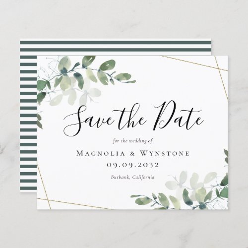 BUDGET Eucalyptus Watercolor Wedding Save The Date