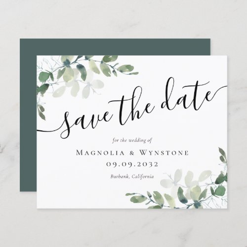 BUDGET Eucalyptus Watercolor Wedding Save The Date