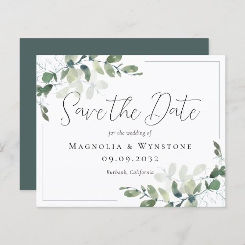 BUDGET Eucalyptus Watercolor Wedding Save The Date