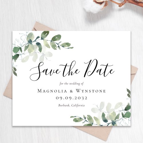 BUDGET Eucalyptus Watercolor Wedding Save The Date