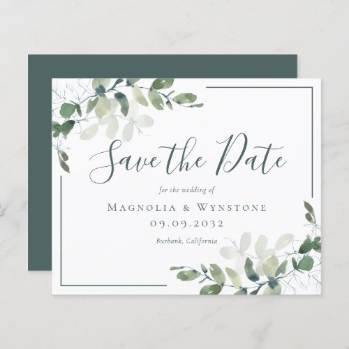 BUDGET Eucalyptus Watercolor Wedding Save The Date