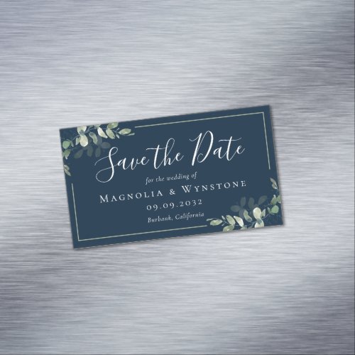 BUDGET Eucalyptus Watercolor Wedding Save The Date Business Card Magnet