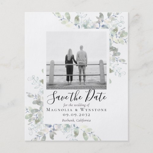 BUDGET Eucalyptus Watercolor Wedding Save The Date Flyer