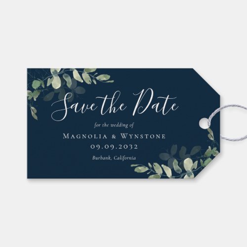 BUDGET Eucalyptus Watercolor Wedding Save The Date Gift Tags