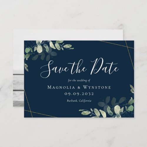 BUDGET Eucalyptus Watercolor Wedding Save The Date Note Card