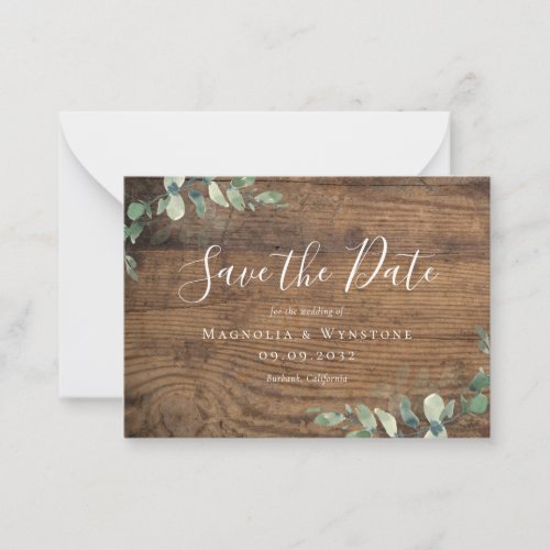 BUDGET Eucalyptus Watercolor Wedding Save The Date Note Card