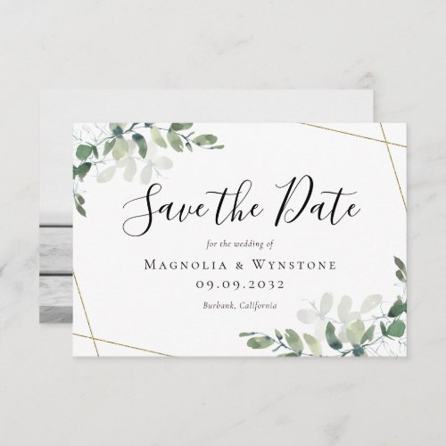 BUDGET Eucalyptus Watercolor Wedding Save The Date Note Card