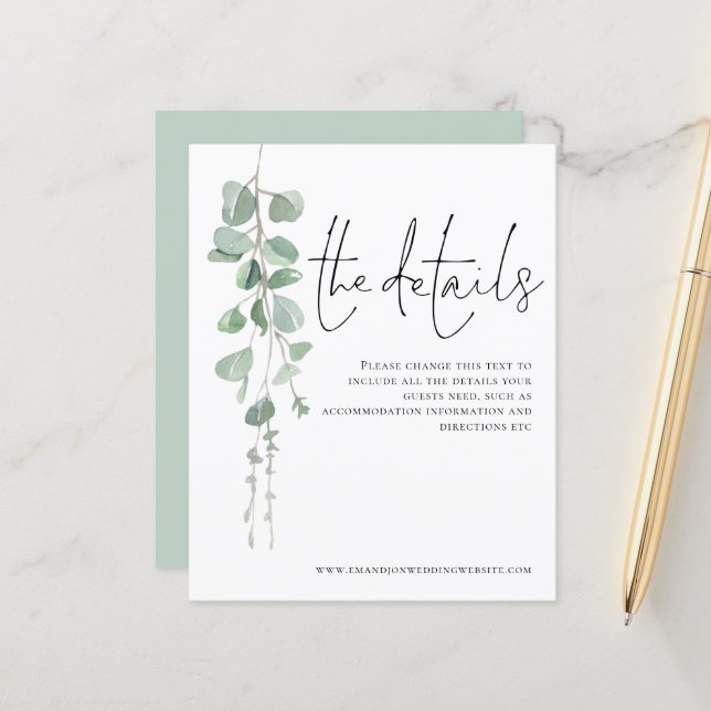 Budget Eucalyptus Wedding Detail Enclosure (Front/Back In Situ)