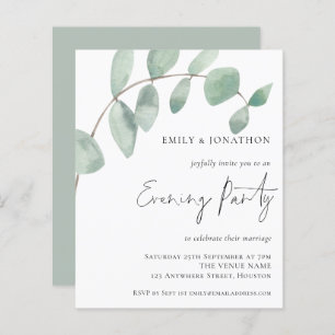 Budget Eucalyptus Wedding Evening Party Invitation