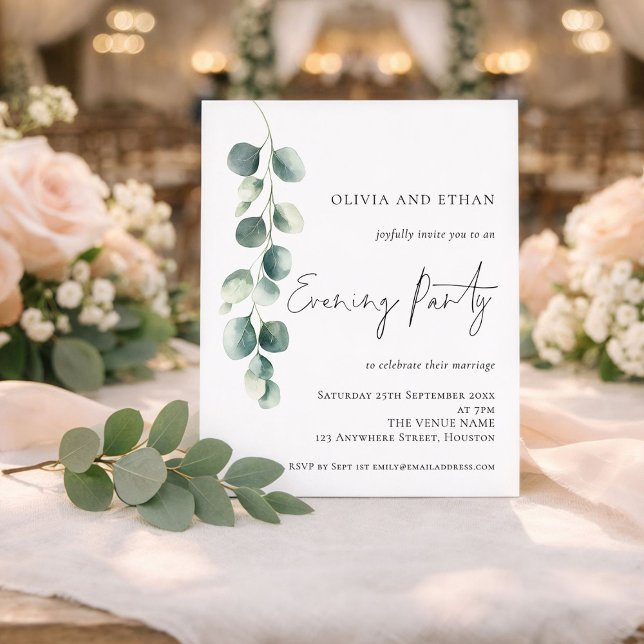 Budget Eucalyptus Wedding Evening Party Invitation (Creator Uploaded)