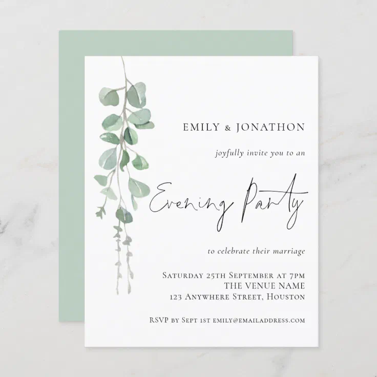 Day Evening RSVP Save the Date Modern Watercolour Wedding Invitation 