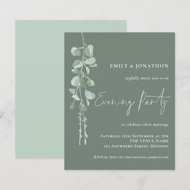 Budget Eucalyptus Wedding Evening Party Sage (Front/Back)