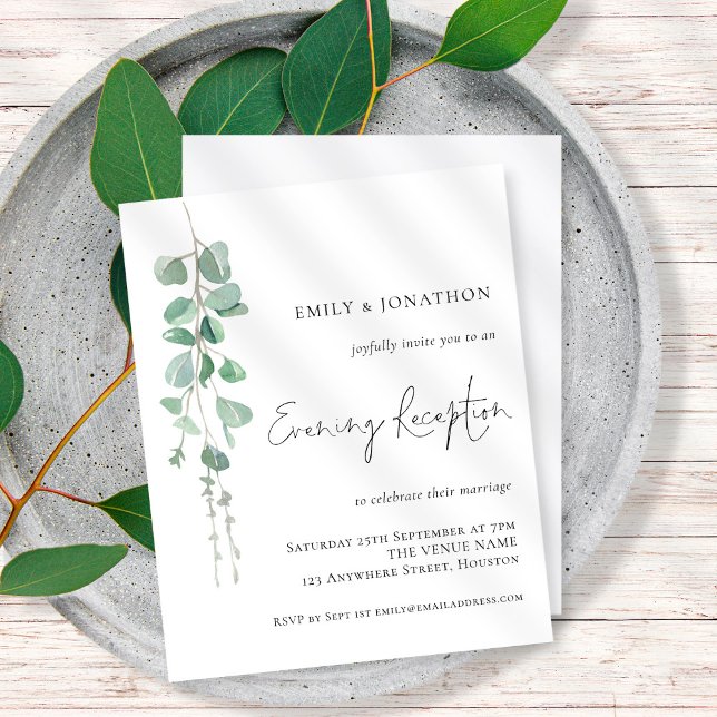 Budget Eucalyptus Wedding Evening Reception Invite (Creator Uploaded)