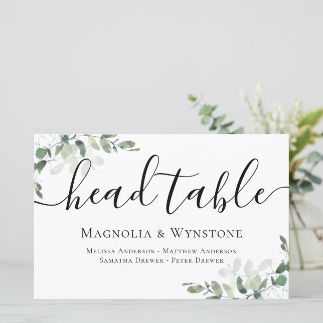 BUDGET Eucalyptus Wedding Head Table Sign (Standing Front)