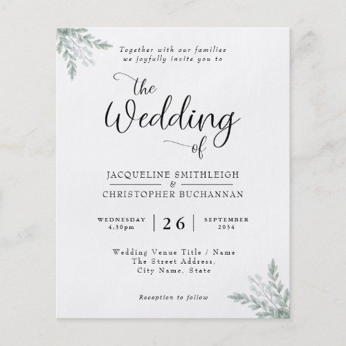 Budget Eucalyptus Wedding Invitation Flyer