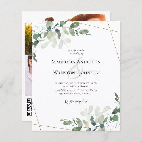 Budget Eucalyptus Wedding Invitation QR Code