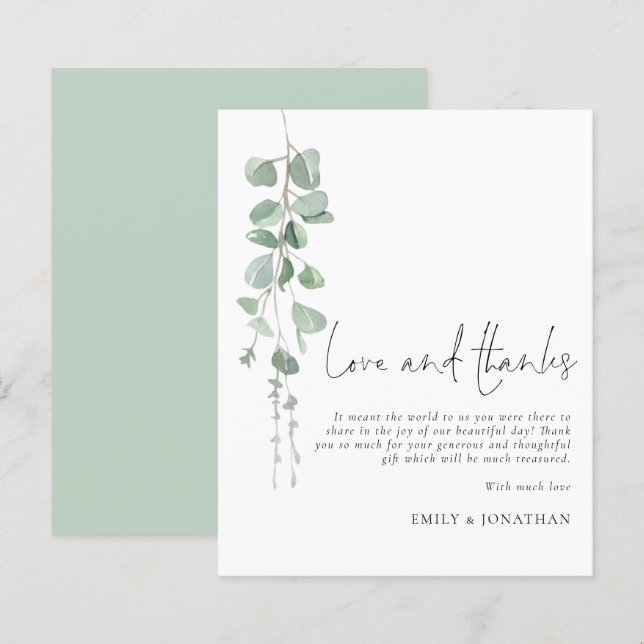 BUDGET Eucalyptus Wedding Love Thanks Thank You (Front/Back)