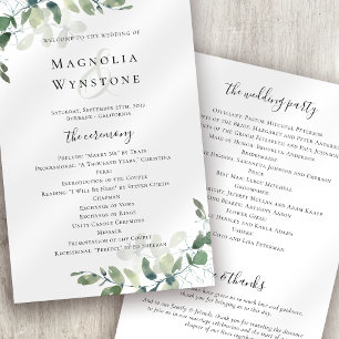BUDGET Eucalyptus Wedding Program