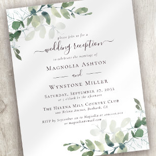BUDGET Eucalyptus Wedding Reception Invitation