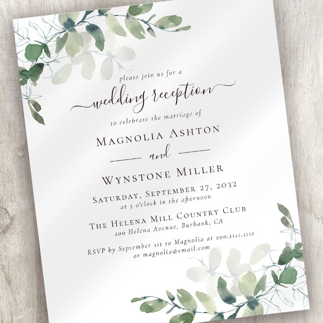 BUDGET Eucalyptus Wedding Reception Invitation (Creator Uploaded)