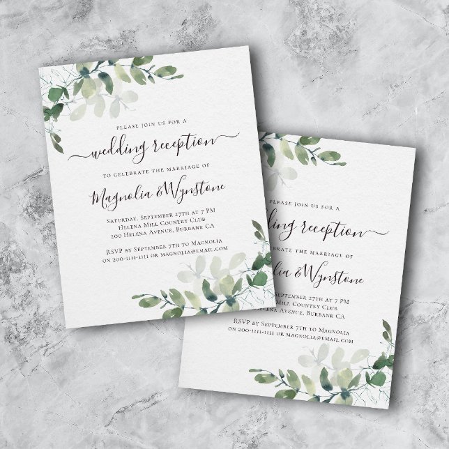 BUDGET Eucalyptus Wedding Reception Invitation