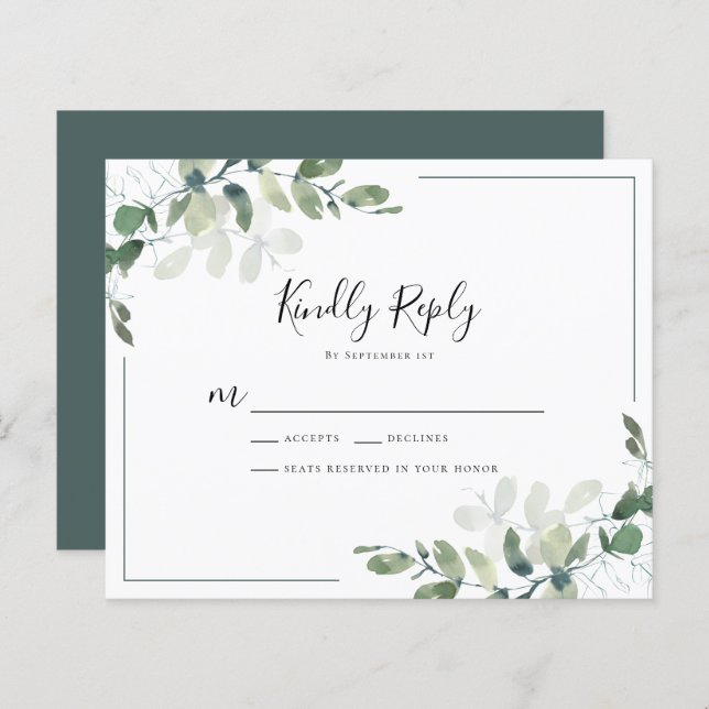 Budget Eucalyptus Wedding RSVP Response Card (Front/Back)