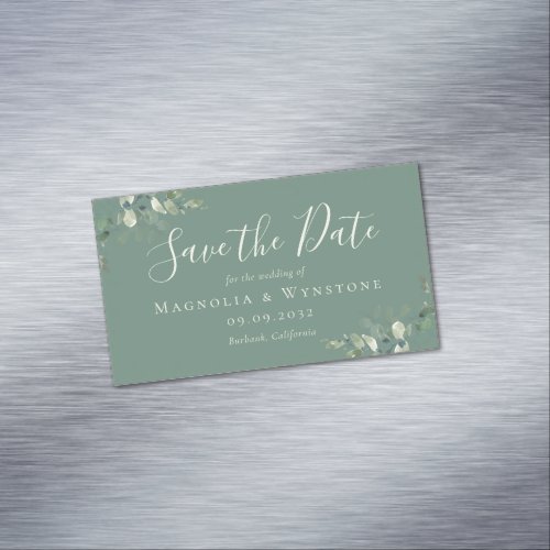 BUDGET Eucalyptus Wedding Save The Date Business C Business Card Magnet
