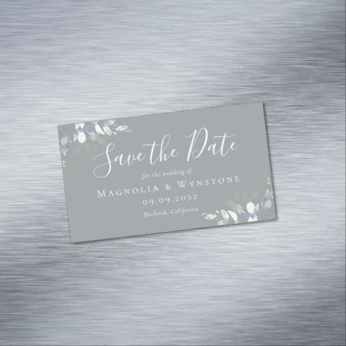 BUDGET Eucalyptus Wedding Save The Date  Business Card Magnet