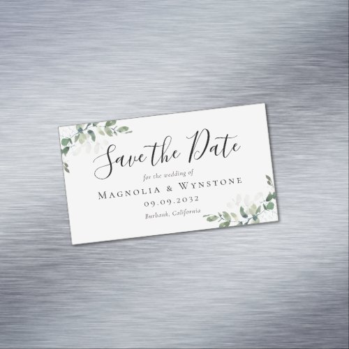 BUDGET Eucalyptus Wedding Save The Date Business Card Magnet