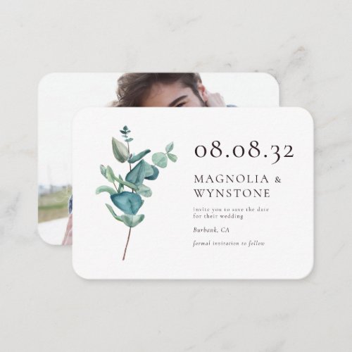 Budget Eucalyptus Wedding Save The Date Note Card