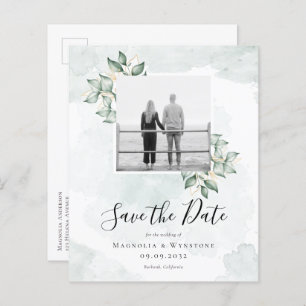 BUDGET Eucalyptus Wedding Save The Date Postcard