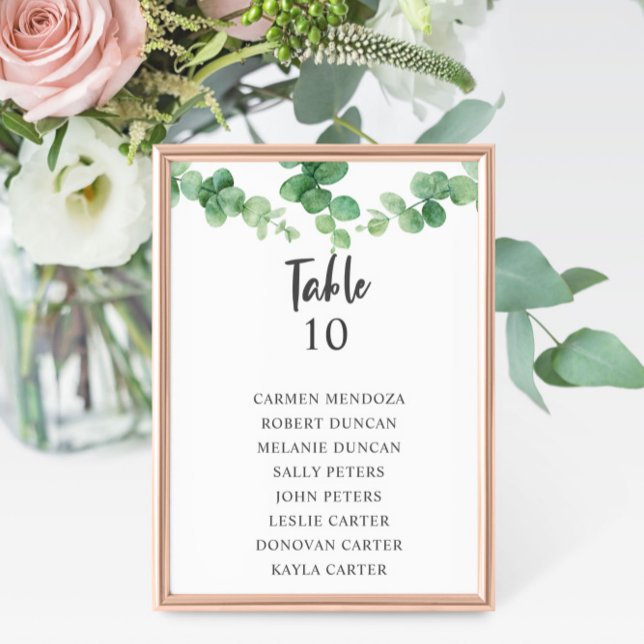 Budget Eucalyptus Wedding Seating Chart Table Card (Creator Uploaded)