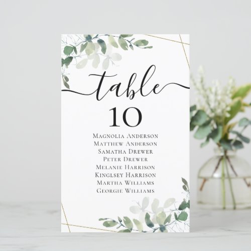 BUDGET Eucalyptus Wedding Table Seating Chart