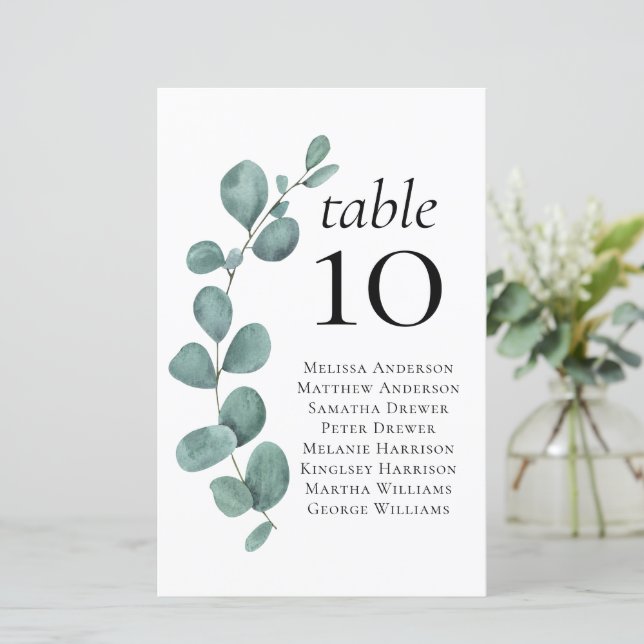 BUDGET Eucalyptus Wedding Table Seating Chart (Standing Front)