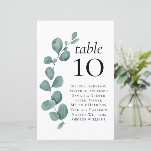 BUDGET Eucalyptus Wedding Table Seating Chart