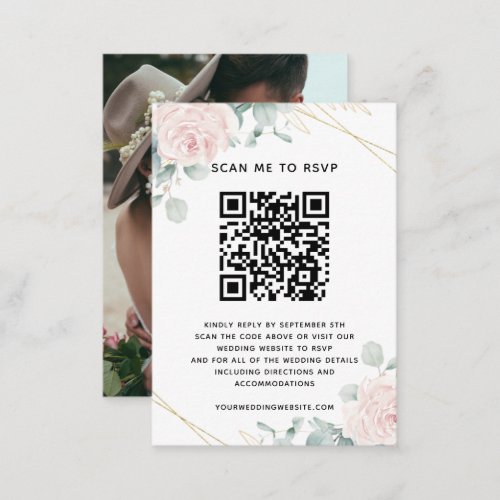 Budget Eucalyptus Wedding Website RSVP QR Code Enclosure Card