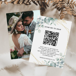 Budget Eucalyptus Wedding Website RSVP QR Code Enclosure Card