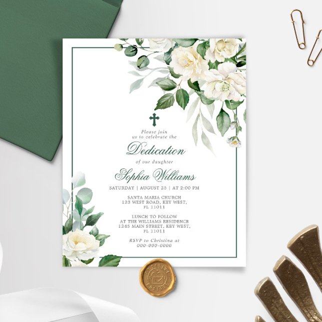 Budget Eucalyptus White Dedication Invitation (Creator Uploaded)