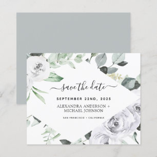 Budget Eucalyptus White Floral Save the Date