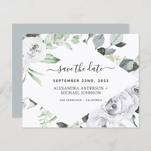 Budget Eucalyptus White Floral Save the Date