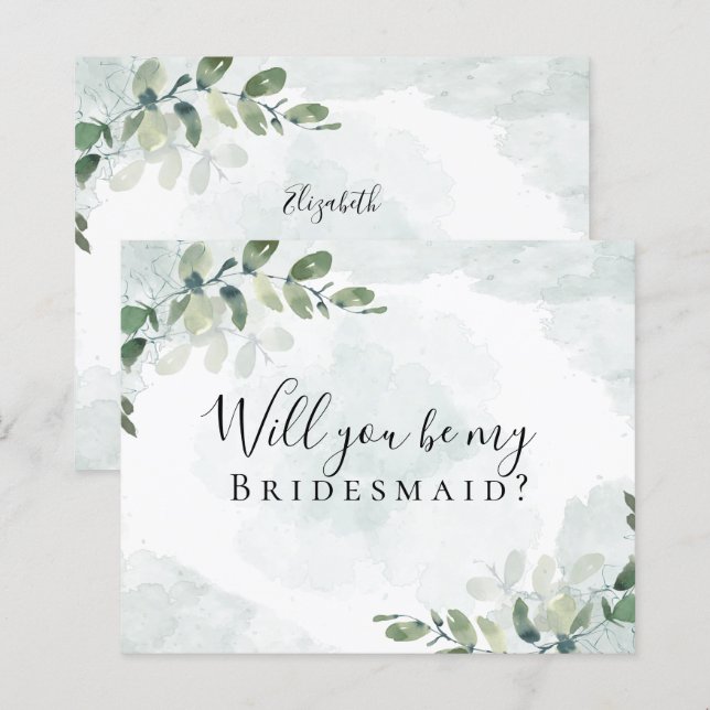 BUDGET Eucalyptus Will You be My Bridesmaid? Card (Front/Back)