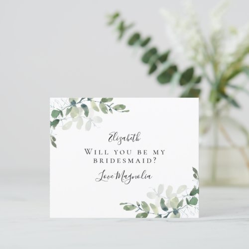 BUDGET Eucalyptus Will You be My Bridesmaid Card