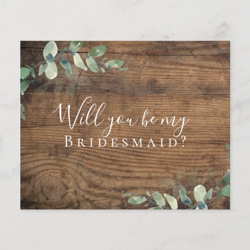 BUDGET Eucalyptus Will You be My Bridesmaid Card