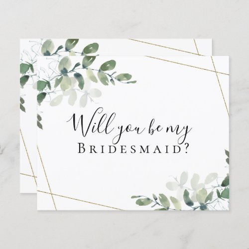 BUDGET Eucalyptus Will You be My Bridesmaid Card