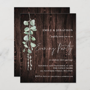 Budget Eucalyptus Wood Wedding Evening Party Invit