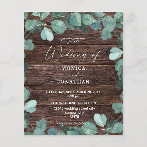 Budget Eucalyputs  Wood Greenery Wedding Flyer